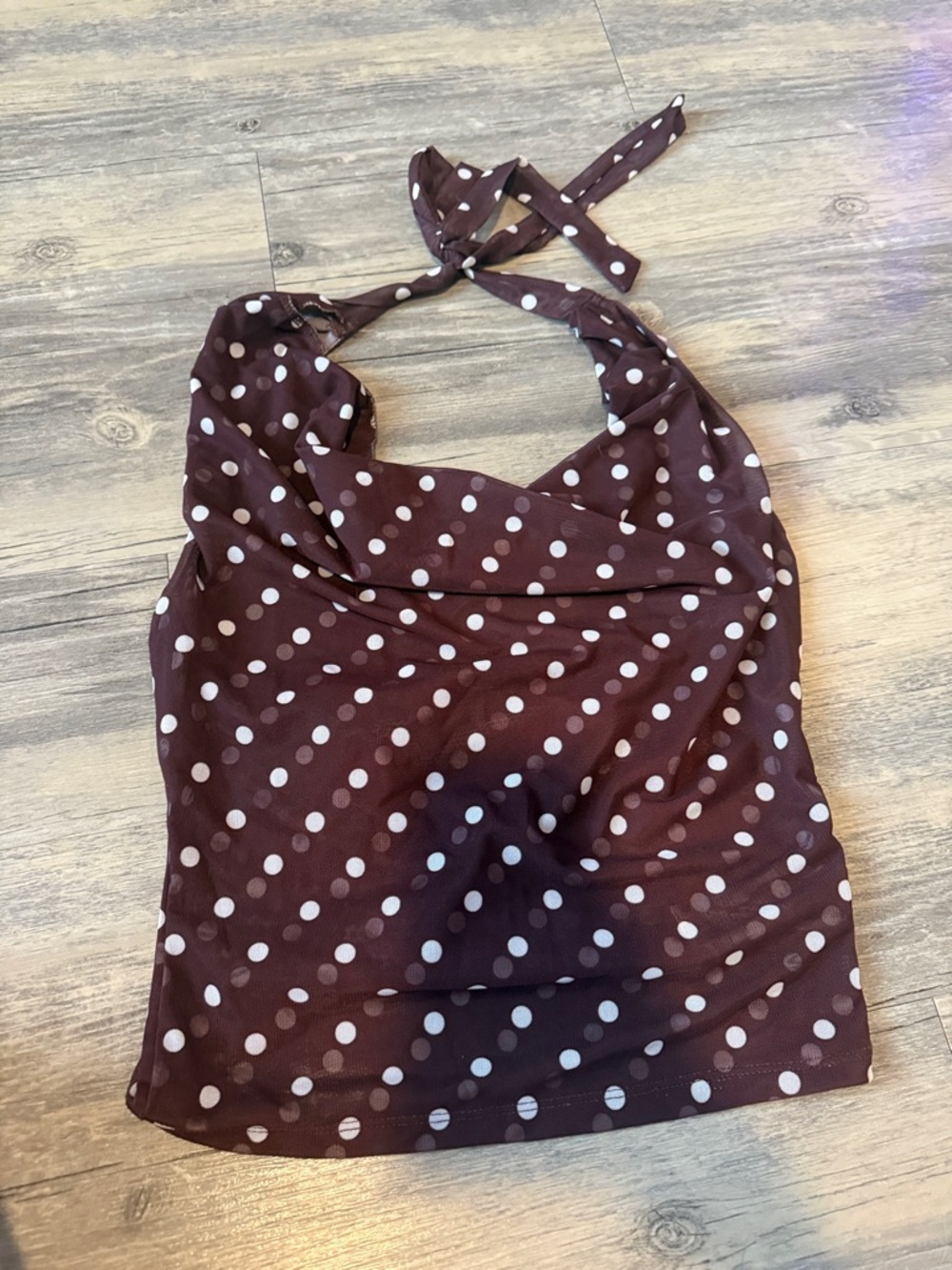 Women's Brown Polka Dot Halter Top